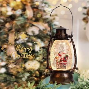 img 2 attached to 🎶 Musical Christmas Snow Globe Lantern: Glitter Santa Deer Holiday Decor Gift with Timer and USB Music
