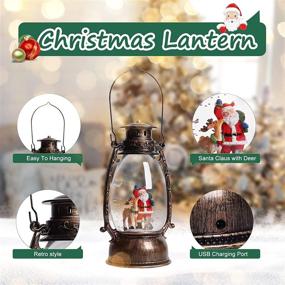 img 3 attached to 🎶 Musical Christmas Snow Globe Lantern: Glitter Santa Deer Holiday Decor Gift with Timer and USB Music