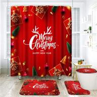 🛀 artsocket 4 piece shower curtain set merry christmas happy new year + non-slip rugs, toilet lid cover, and bath mat - bathroom decor set 72" x 72 logo