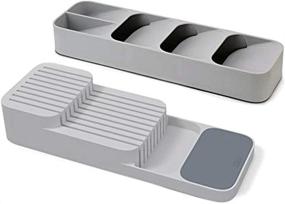 img 4 attached to 🔪 Maximize Kitchen Efficiency with Joseph Joseph DrawerStore Set - Cutlery and Knife Drawer Organizer Tray in Gray