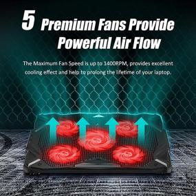 img 3 attached to 💻 CP3 Laptop Cooling Pad 5 Quiet Fans – Heavy Duty Notebook Cooler for Gaming, Office, and Work from Home (Red, Up to 17.3 Inch)