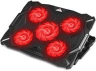 💻 cp3 laptop cooling pad 5 quiet fans – heavy duty notebook cooler for gaming, office, and work from home (red, up to 17.3 inch) logo