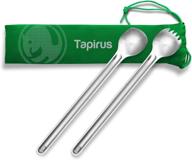 🍴 long handle tapirus spoon and spork set - stainless steel utensils for cooking and eating with deep reach access, heat protection, and carry bag - perfect for hiking, camping, and backpacking логотип