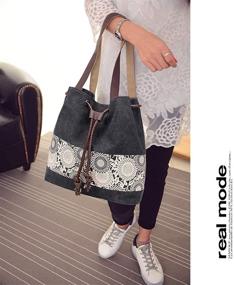 img 3 attached to 👜 Стильные и функциональные женские сумки и кошельки: кожаная плечевая сумка с канвасным принтом