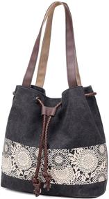 img 4 attached to 👜 Стильные и функциональные женские сумки и кошельки: кожаная плечевая сумка с канвасным принтом