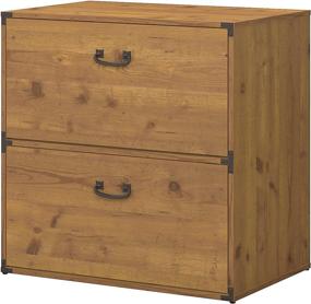 img 3 attached to 📁 Vintage Golden Pine Lateral File Cabinet: Bush Furniture kathy ireland Home Ironworks Collection