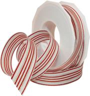 christmas grosgrain ribbon - morex v93539.25/20-030, 7/8-inch by 20-yard, red and white logo