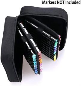 img 1 attached to 🖌️ BTSKY Double-Ended Art Marker Carrying Case: Organize Your Lipsticks with Canvas Zippered Storage (Black, 40 Slots)