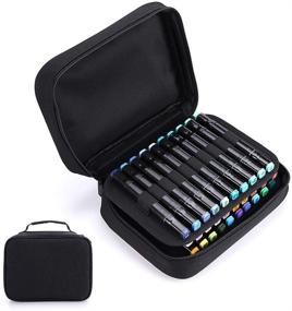 img 4 attached to 🖌️ BTSKY Double-Ended Art Marker Carrying Case: Organize Your Lipsticks with Canvas Zippered Storage (Black, 40 Slots)