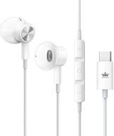 🎧 kingone usb c headphones 2021 hifi stereo type c earbuds with mic and volume control - white | compatible with google pixel 4, pixel 3, pixel 2 xl, sony xz2, oneplus 6t, and more type c port models logo