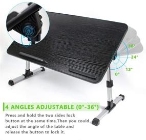 img 1 attached to 🛏️ Adjustable Laptop Table for Bed Tray - Foldable Lap Desk Stand for Working, Gaming, Drawing, Eating - Height and Angle Adjustable Lap Tray Desk in Bed or Sofa (S-Black)