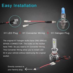 img 3 attached to 🔦 H1 LED Headlight Bulb 100W 20,000LM Super Bright + H1 Male Plug Single Diode Converter Wiring Harness - for High Beam, Low Beam, and Fog Light Applications