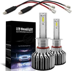 img 4 attached to 🔦 H1 LED Headlight Bulb 100W 20,000LM Super Bright + H1 Male Plug Single Diode Converter Wiring Harness - for High Beam, Low Beam, and Fog Light Applications