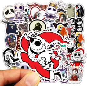 img 2 attached to 🎃 50PCS Tim Burton's Nightmare Before Christmas Horror Stickers for Water Bottles, Skateboards, Luggage, Laptop, Doodle - Thriller Style Toy Sticker Collection