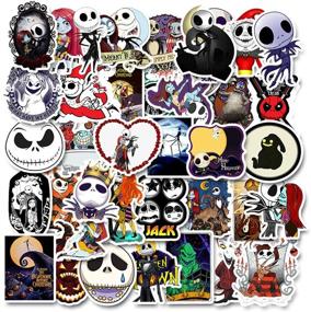 img 4 attached to 🎃 50PCS Tim Burton's Nightmare Before Christmas Horror Stickers for Water Bottles, Skateboards, Luggage, Laptop, Doodle - Thriller Style Toy Sticker Collection