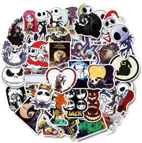 img 1 attached to 🎃 50PCS Tim Burton's Nightmare Before Christmas Horror Stickers for Water Bottles, Skateboards, Luggage, Laptop, Doodle - Thriller Style Toy Sticker Collection