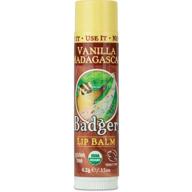 🌿 organic vanilla madagascar lip balm by badger - infused with olive oil, beeswax, and rosemary, moisturizing and natural, 0.15 oz logo