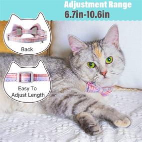 img 2 attached to 😺 QuTZ Adjustable Cat Collar: Stylish Bell & Bow Tie Design, Durable & Light Fabric - 2pc Set for Male & Female Cats