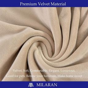 img 1 attached to 🪑 MILARAN Beige Velvet Dining Room Chair Covers, Soft Stretch Seat Slipcover, Removable and Washable Parsons Chair Protector, Set of 4