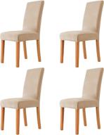 🪑 milaran beige velvet dining room chair covers, soft stretch seat slipcover, removable and washable parsons chair protector, set of 4 logo