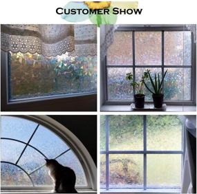 img 1 attached to 🌈 Hailongbay Rainbow Decorative Window Film - Home Office Privacy & UV Protection, Glue-Free 3D Window Film, Size: 35.5 x 78.7 inches