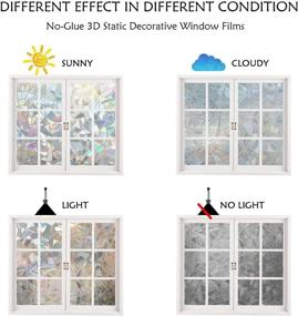 img 3 attached to 🌈 Hailongbay Rainbow Decorative Window Film - Home Office Privacy & UV Protection, Glue-Free 3D Window Film, Size: 35.5 x 78.7 inches