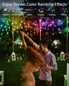 img 2 attached to 🌈 ALITOVE Outdoor Rainbow Fairy Lights 60ft 100 Bulbs LED Color Changing Christmas Lights Waterproof with APP Control – Vibrant 213 Dynamic Color Effects for Patio Garden Party Holiday Indoor Outdoor Décor