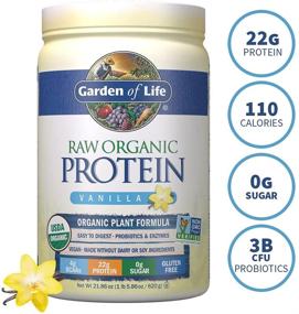 img 2 attached to 🌱 Garden of Life Raw Organic Protein Vanilla Powder: Vegan, Gluten Free, Organic, Non-GMO Plant Based Protein Shake with Probiotics & Enzymes – 20 Servings, 22g Protein