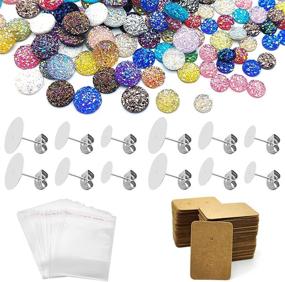 img 4 attached to 📿 700Pcs Earring Stud Kit with Stud Earrings, Faux Druzy Cabochons, Butterfly Backs, Cards, and Bags - Ideal for DIY Jewelry and Earring Making Supplies