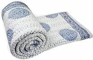 🛏️ crafts creation: handmade indian kantha quilt - white cotton queen size bedspread logo