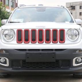 img 3 attached to JeCar ABS Red Front Grille Inserts for 2016-2018 Jeep Renegade Unlimited - Pack of 7