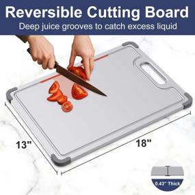 img 1 attached to 🔪 X Large Plastic Cutting Board for Kitchen - Non-Slip Reversible Chopping Board, 18 x 13 Inch, Dishwasher Safe, BPA Free, with Juice Groove and Large Grip Handle