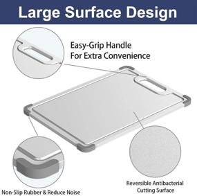 img 3 attached to 🔪 X Large Plastic Cutting Board for Kitchen - Non-Slip Reversible Chopping Board, 18 x 13 Inch, Dishwasher Safe, BPA Free, with Juice Groove and Large Grip Handle