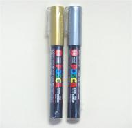 🖌️ uni posca pc-1m gold & silver paint marker, 2-pack - japan import with komainu-dou original package logo