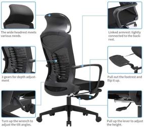 img 1 attached to 🪑 SIHOO Ergonomic Office Chair: Adjustable Lumbar Support, Breathable Mesh Design, Footrest - Black