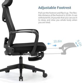 img 2 attached to 🪑 SIHOO Ergonomic Office Chair: Adjustable Lumbar Support, Breathable Mesh Design, Footrest - Black