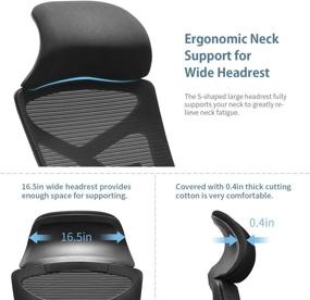 img 3 attached to 🪑 SIHOO Ergonomic Office Chair: Adjustable Lumbar Support, Breathable Mesh Design, Footrest - Black