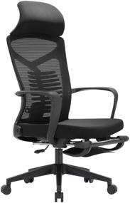 img 4 attached to 🪑 SIHOO Ergonomic Office Chair: Adjustable Lumbar Support, Breathable Mesh Design, Footrest - Black