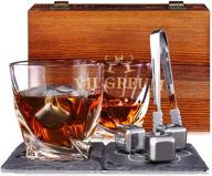 viu whiskey glass set with whisky rocks cooling stone (8pcs) for bourbon - men's whiskey gift set - ideal for birthday, anniversary, father's day logo