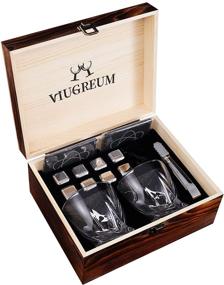 img 3 attached to Viu Whiskey Glass Set with Whisky Rocks Cooling Stone (8pcs) for Bourbon - Men's Whiskey Gift Set - Ideal for Birthday, Anniversary, Father's Day