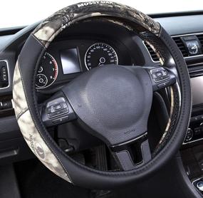 img 1 attached to Mossy Oak Camo Steering Wheel Cover - PU Leather And Cotton Twill