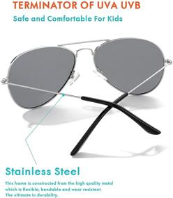 img 1 attached to Children's Pilot Sunglasses for Boys and Girls with Case | Polarized UV 400 Protection | Toddler Eyewear Age 2-12