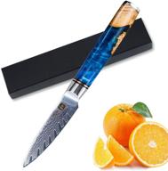 🍴 [3.5 inch] fukep paring knife - ultra sharp 3.5 inch small fruit knife, damascus vg10 core steel with 66 layers of high carbon steel and classical pattern handle logo