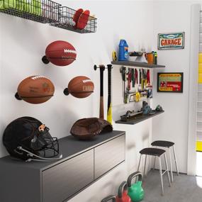 img 2 attached to 🏈 Sporta Wall Mount Football Rack - Ball Holder Organizer and Storage Rack, Steel, Black, Ideal for Sports Room Decor