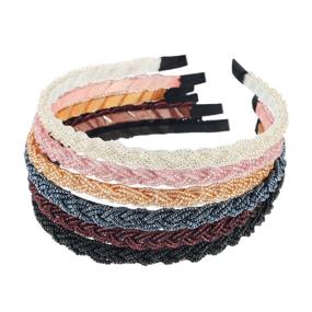 img 4 attached to 💫 MTLEE 6-Piece Beaded Hair Hoop Headband Set: Vibrant Colors, 1.83 Count