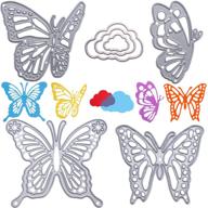 tuoshei 4-piece butterfly cutting die set metal + 3-piece cloud embossing stencil set for paper diy craft decoration (butterfly theme) logo