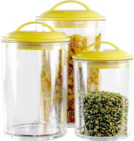 img 4 attached to 🍋 Set of 3 Lemon Calypso Basics Acrylic Storage Canisters by Reston Lloyd