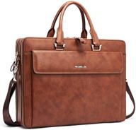 leather briefcases business vintage shoulder logo