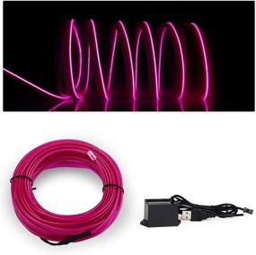 img 4 attached to JIGUOOR EL Wire 16.4ft / 5m Purple Neon Light Strip for Car Interior Decoration, DIY, Festival, Party, Pub - Halloween, Christmas