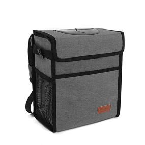 img 4 attached to 🚗 Leak-Proof Car Trash Can: Waterproof Garbage Bag for SUV Front Seat, Multipurpose Hanging Car Can with Lid. Collapsible & Portable, with Storage Pocket and Mesh, in Charcoal Gray.